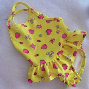 Yellow Strawberries & Butterfly Ruffled Suit 12 Mo
